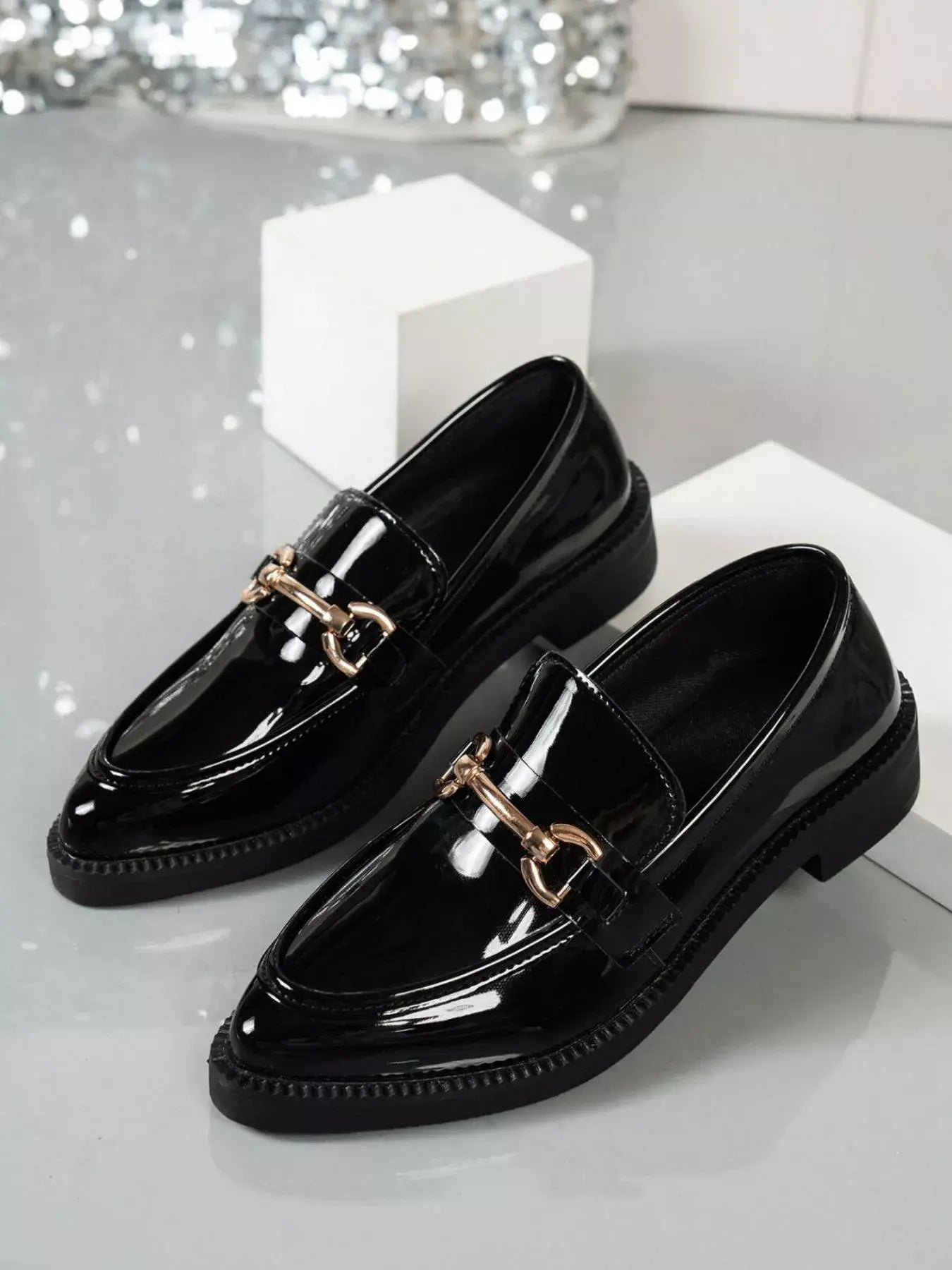 Point Toe Block Heels Loafers - Trendsi - Flyclothing LLC