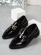 Point Toe Block Heels Loafers - Trendsi - Flyclothing LLC