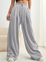 Drawstring Waist Wide Leg Pants - Trendsi - Flyclothing LLC