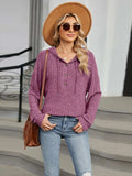 Half Button Long Sleeve Hooded Top - Trendsi - Flyclothing LLC