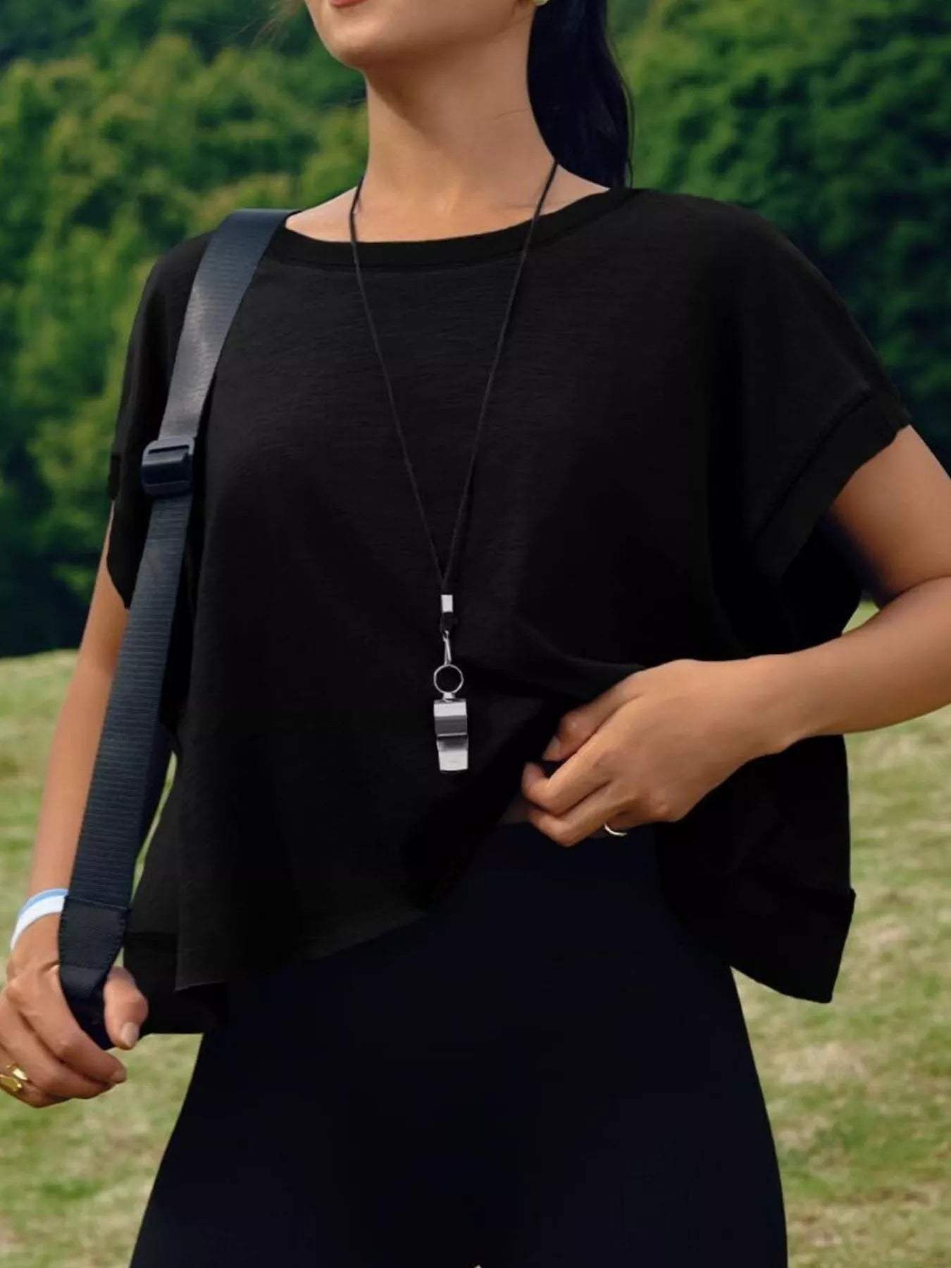 Cutout Back Short Sleeve T-Shirt - Trendsi - Flyclothing LLC