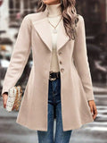 Collared Neck Long Sleeve Longline Coat - Trendsi - Flyclothing LLC