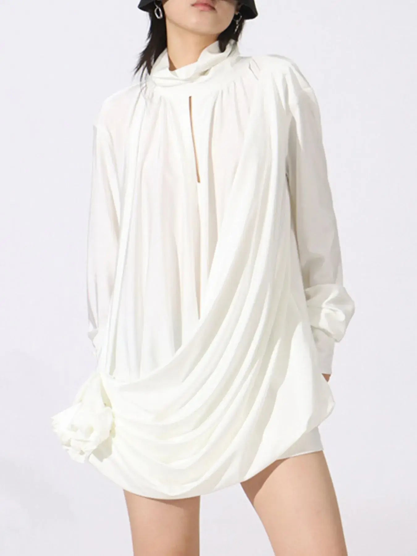 Ruched Long Sleeve Mini Dress - Trendsi - Flyclothing LLC
