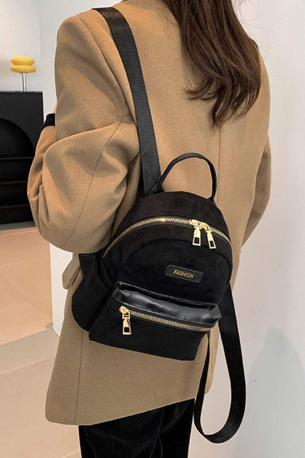 Suede Adjustable Strap Backpack Bag - Trendsi - Flyclothing LLC