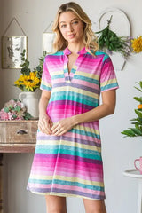 Heimish Full Size Striped Short Sleeve Mini Tee Dress Plus Size - Trendsi - Flyclothing LLC