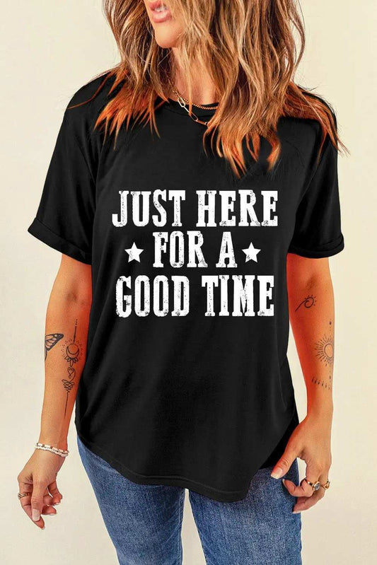 Letter Graphic Round Neck Short Sleeve T-Shirt - Trendsi - Flyclothing LLC