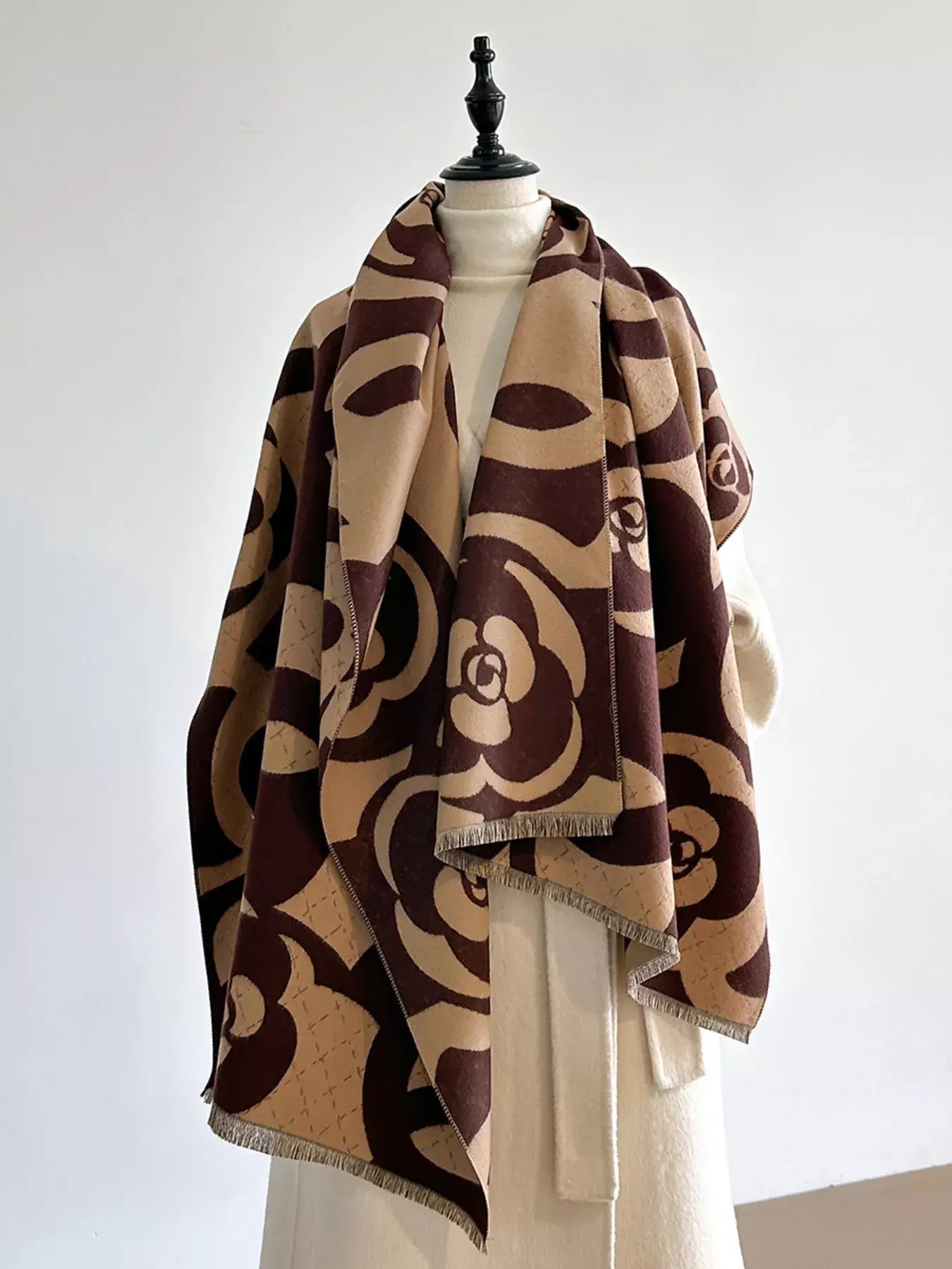 Floral Patterned Warm Scarf - Trendsi - Flyclothing LLC