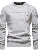 Men's Round Neck Striped Sweater - Trendsi - Flyclothing LLC