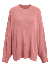 Round Neck Long Sleeve Sweater - Trendsi - Flyclothing LLC