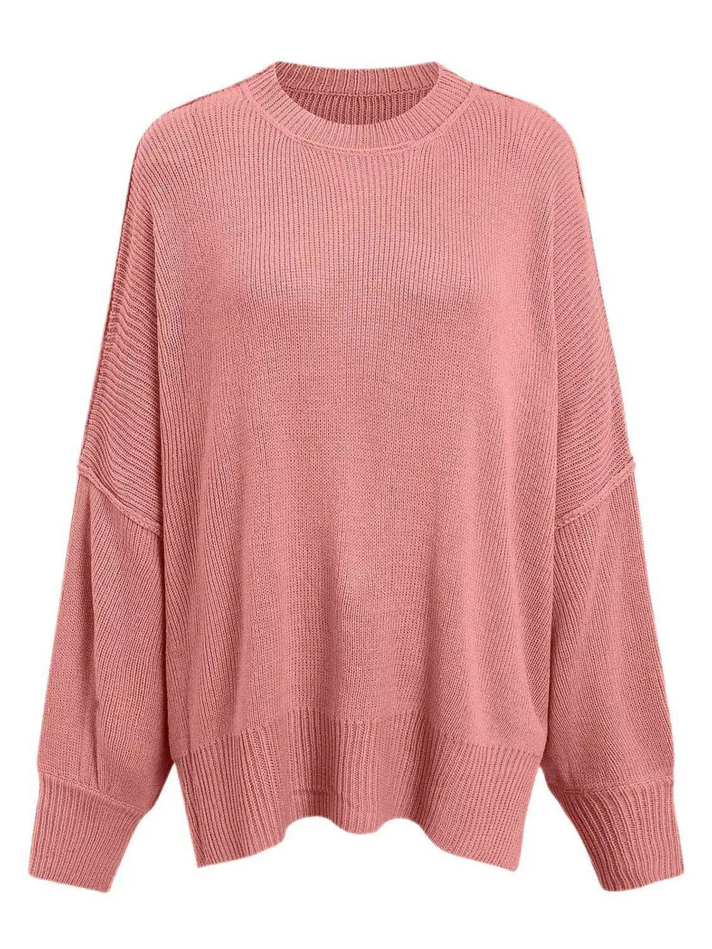 Round Neck Long Sleeve Sweater - Trendsi - Flyclothing LLC