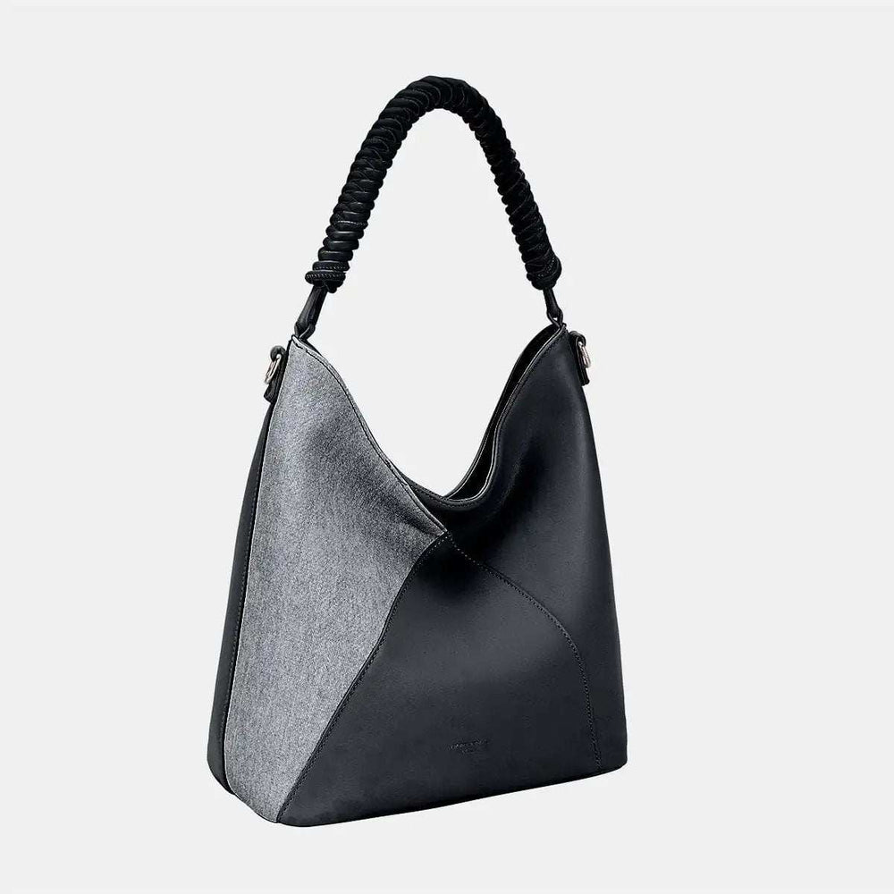 David Jones Woven Handle PU Leather Handbag - Trendsi - Flyclothing LLC