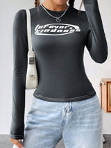 Letter Graphic Round Neck Long Sleeve T-Shirt - Trendsi - Flyclothing LLC