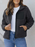 Zip Up Long Sleeve Plush Jacket - Trendsi - Flyclothing LLC