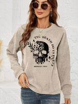 Skull Graphic Dropped Shoulder Sweatshirt - Trendsi - Flyclothing LLC