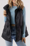 Pocketed Textured Zip Up Vest Coat - Trendsi - Flyclothing LLC