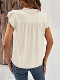Notched Cap Sleeve Blouse - Trendsi - Flyclothing LLC