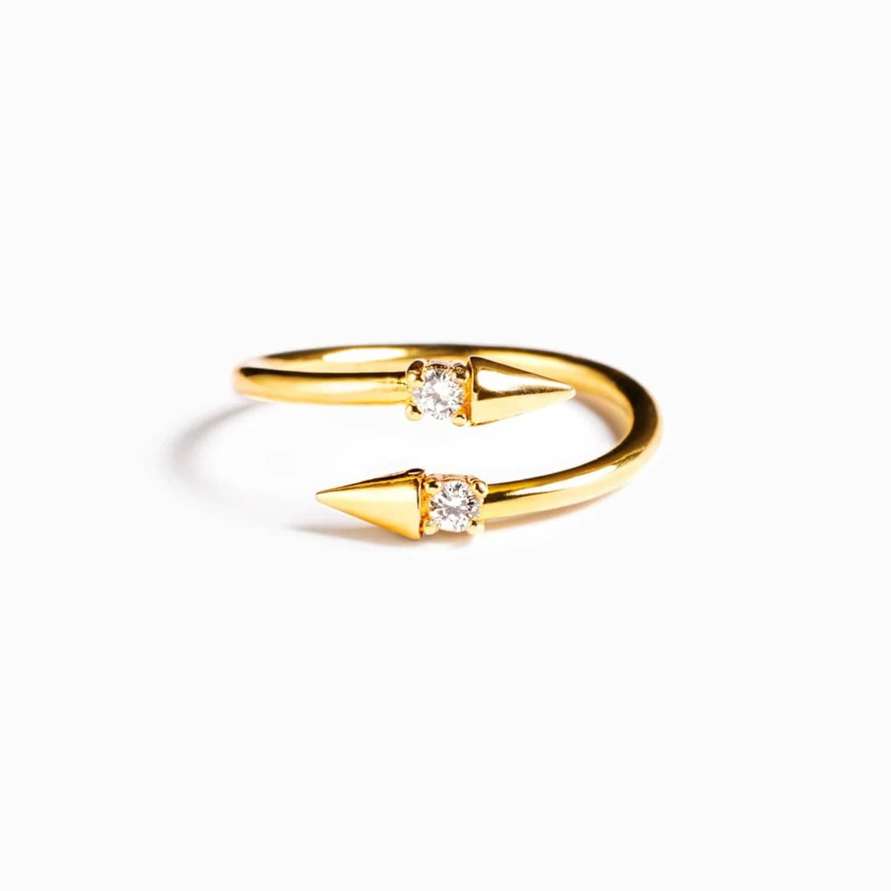 925 Sterling Silver Inlaid Zircon Bypass Ring - Trendsi