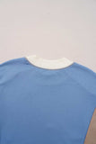 Slit Color Block Round Neck Long Sleeve Sweatshirt - Trendsi - Flyclothing LLC