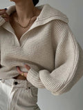 Johnny Collar Long Sleeve Sweater - Trendsi