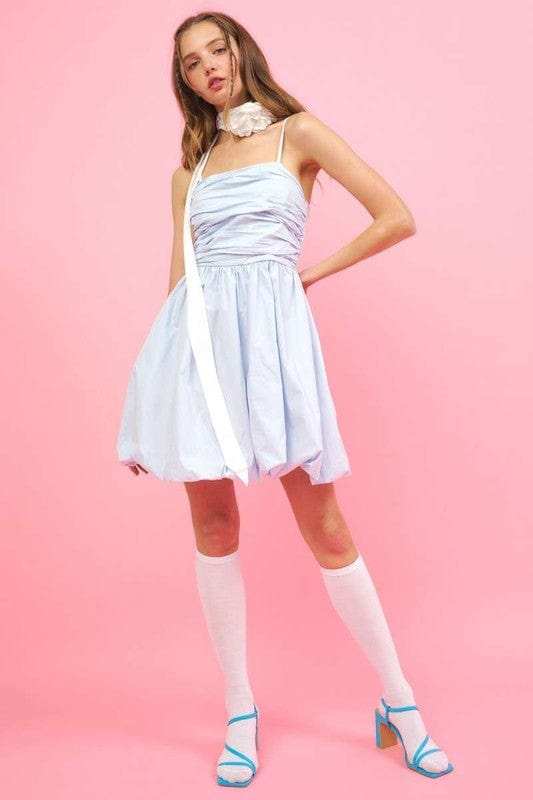 Mittoshop Ruched Detail Bubble Hem Mini Dress - Trendsi - Flyclothing LLC