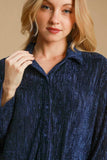 Umgee Side Slit Texture Button Up Shirt - Trendsi - Flyclothing LLC