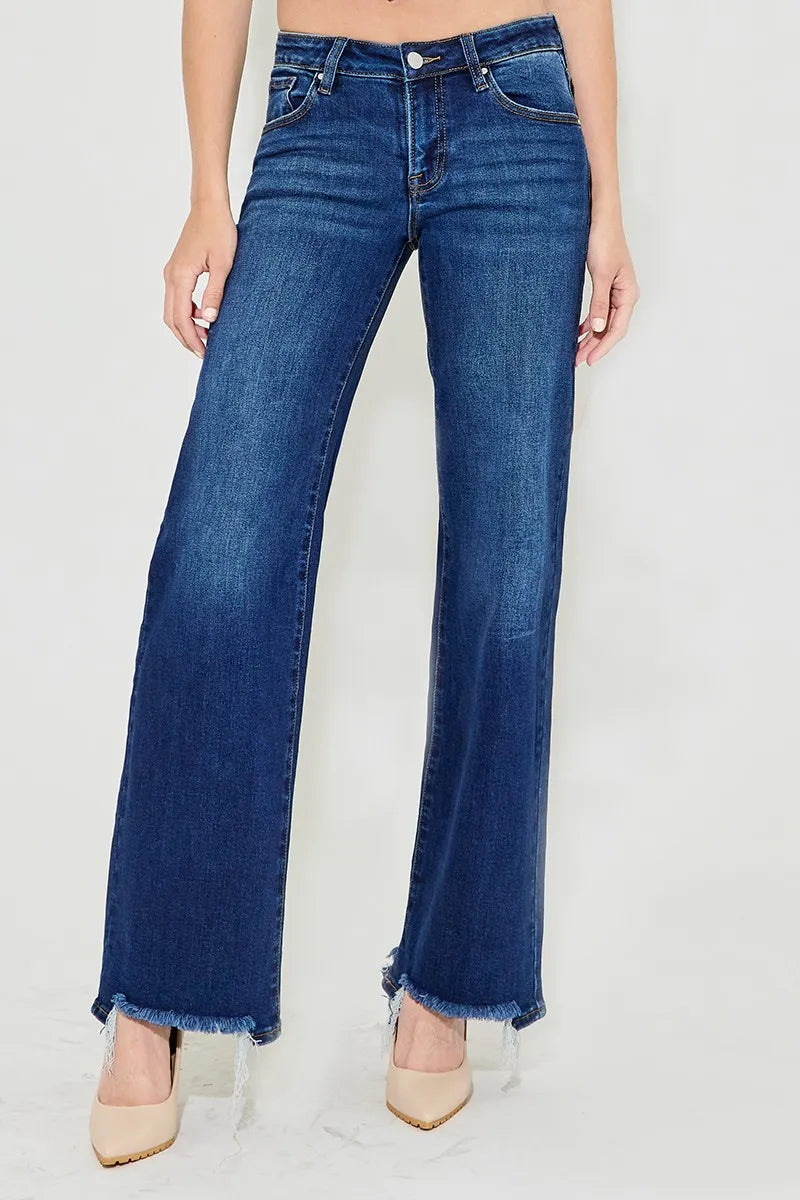 RISEN Full Size Low Rise Wide Leg Jeans Plus Size - Trendsi