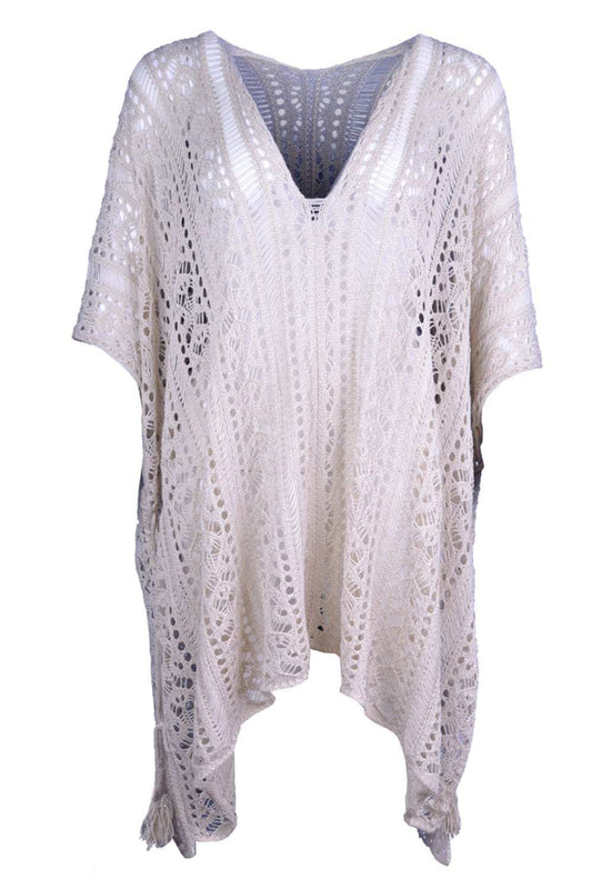 Cutout V-Neck Cover-Up with Tassel - Trendsi - Flyclothing LLC