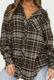 Plaid Collared Neck Long Sleeve Shirt - Trendsi - Flyclothing LLC