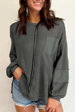 Exposed Seam Round Neck Long Sleeve Sweatshirt - Trendsi - Flyclothing LLC