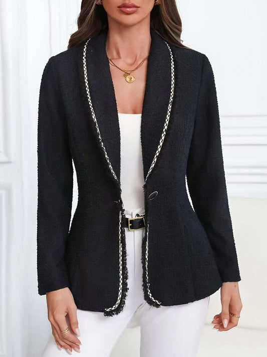 Single-Breasted Lapel Collar Blazer - Trendsi - Flyclothing LLC