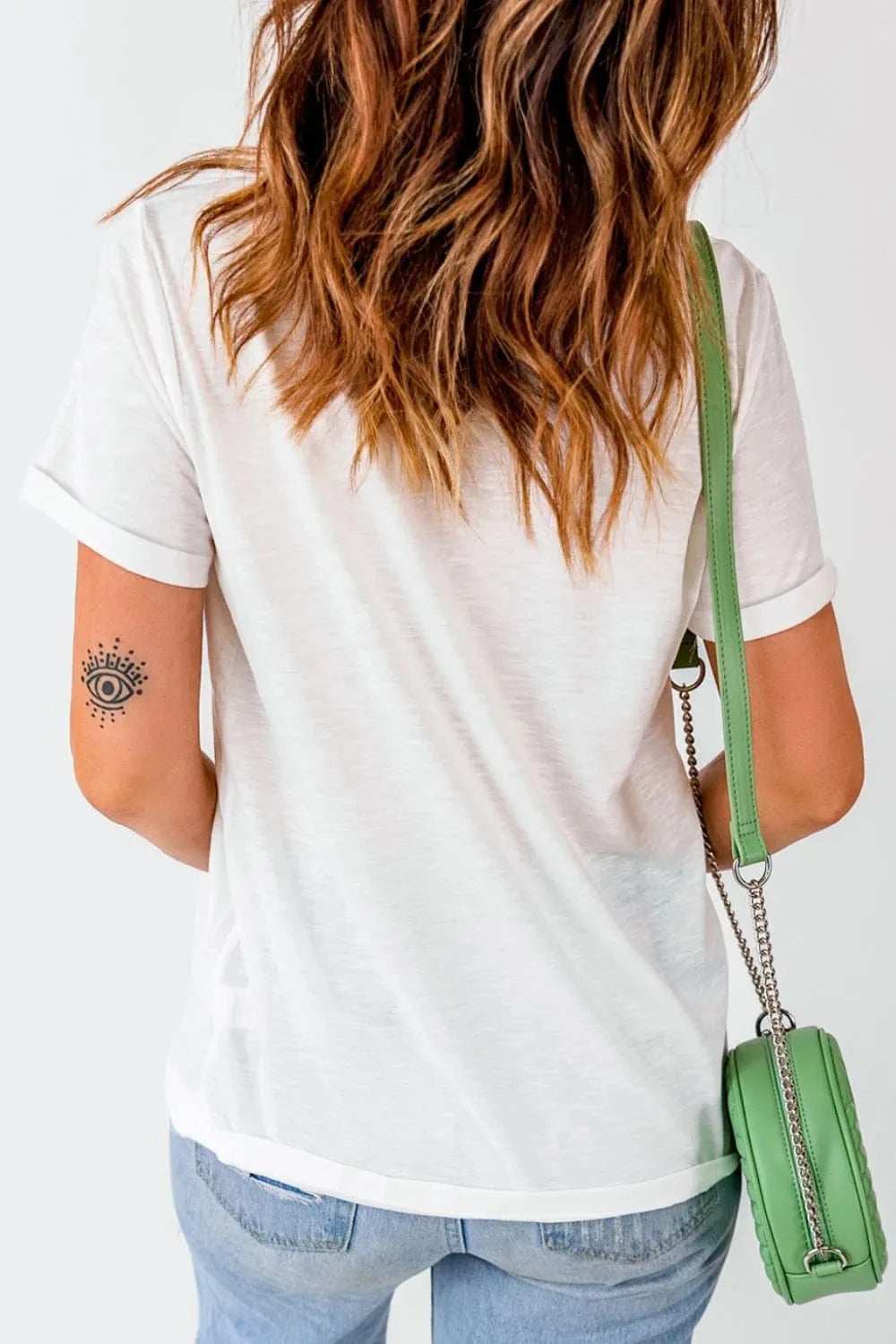 USA Flag Bow Knot Patched Crew Neck T Shirt - Trendsi - Flyclothing LLC