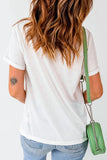 USA Flag Bow Knot Patched Crew Neck T Shirt - Trendsi