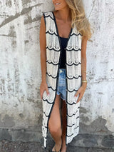 Sleeveless Crochet Longline Cardigan - Trendsi - Flyclothing LLC
