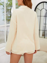 Button Up Long Sleeve Top and Shorts Set - Trendsi - Flyclothing LLC