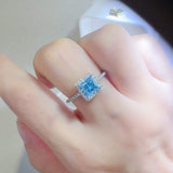 2 Carat Moissanite 925 Sterling Silver Square Shape Ring - Trendsi - Flyclothing LLC