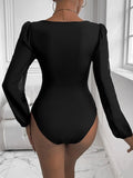 Sweetheart Neck Long Sleeve Bodysuit - Trendsi
