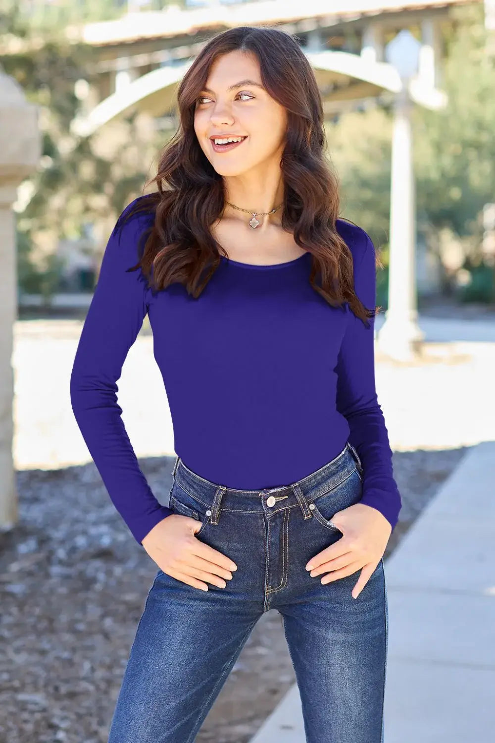 Basic Bae Full Size Round Neck Long Sleeve Bodysuit - ShopBasicbae - Flyclothing LLC