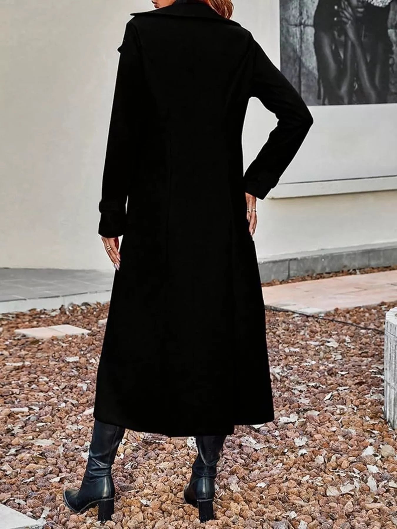 Full Size Double-Breasted Longline Trench Coat Plus Size - Trendsi - Flyclothing LLC