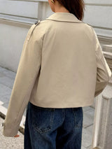 Cropped Double-Breasted Raglan Sleeve Jacket - Trendsi - Flyclothing LLC