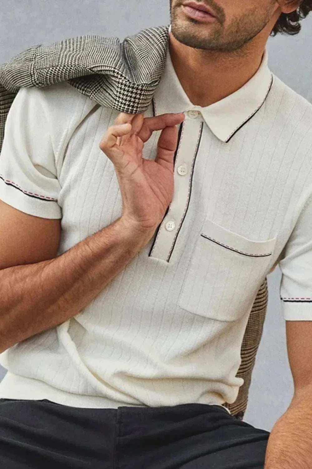 Men's Plus Size Button Detail Short Sleeve Polo - Trendsi - Flyclothing LLC