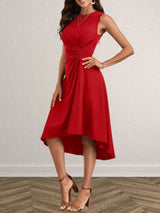Ruched Round Neck Sleeveless Dress - Trendsi - Flyclothing LLC