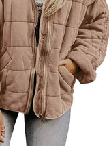 Full Size Zip Up Quilted Bomber Jacket Plus Size - Trendsi - Flyclothing LLC