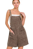 Zenana Woven Double Gauze Acid Washed Romper - Trendsi