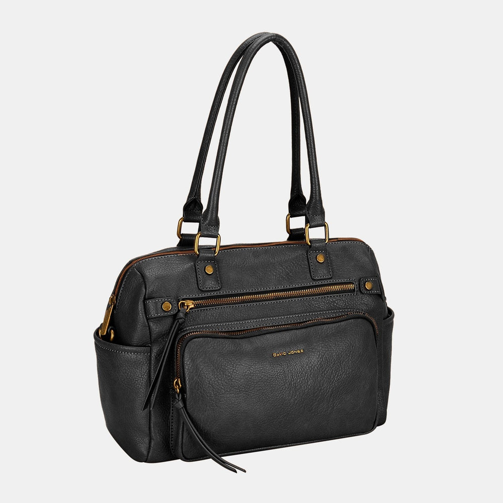 David Jones Zipper PU Leather Handbag - Trendsi