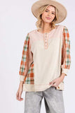SAGE + FIG Exposed Seam Button Detail Plaid Top - Trendsi - Flyclothing LLC