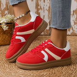 Contrast Round Toe Platform Sneakers - Trendsi