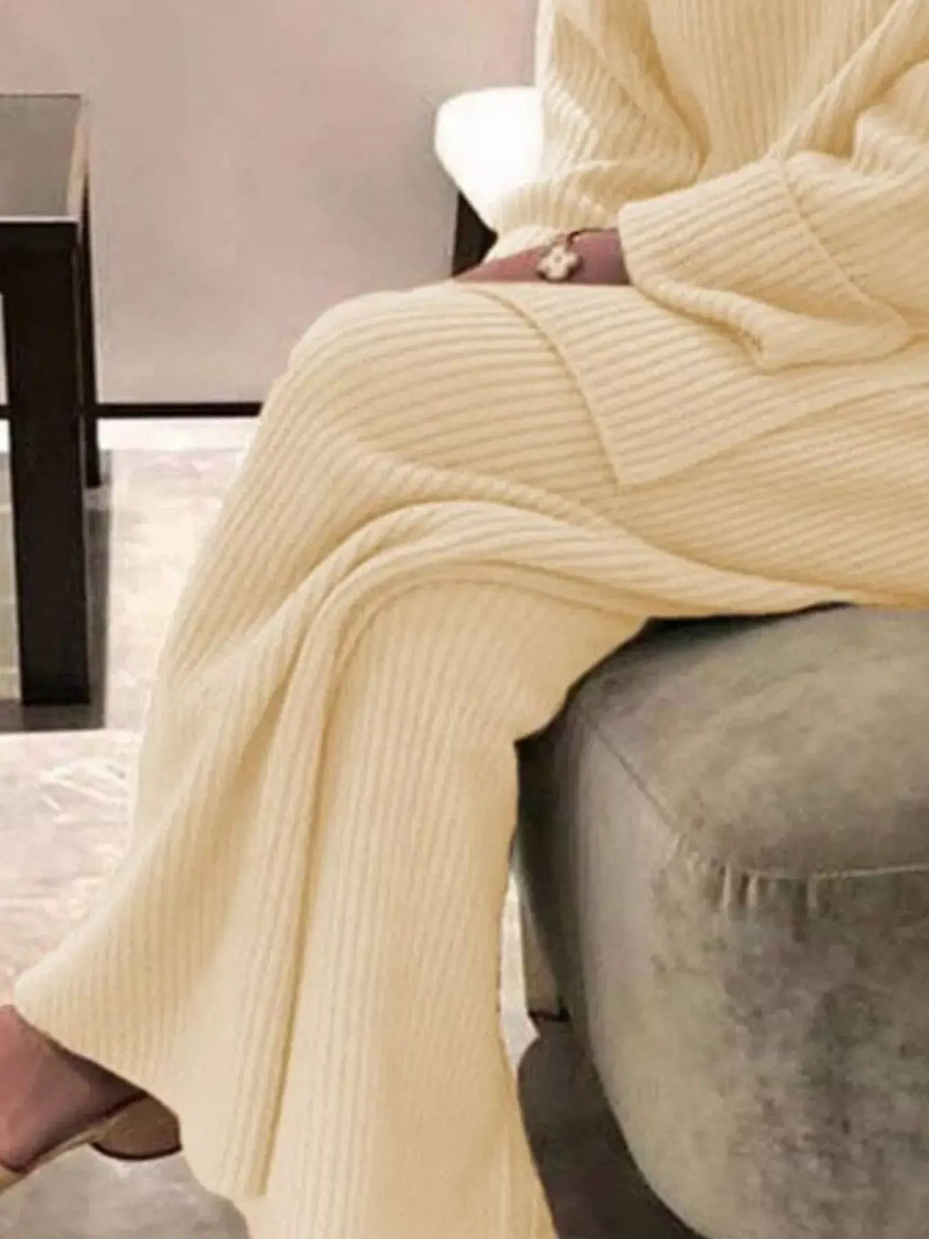 Full Size Ribbed Knit Relaxed Fit Top and Pants Sweater Set Plus Size - Trendsi - Flyclothing LLC