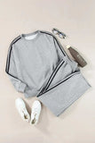 Side Striped Round Neck Top and Pants Active Set - Trendsi - Flyclothing LLC