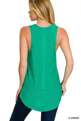 Zenana Curved Hem Slub Tunic Tank - Trendsi - Flyclothing LLC