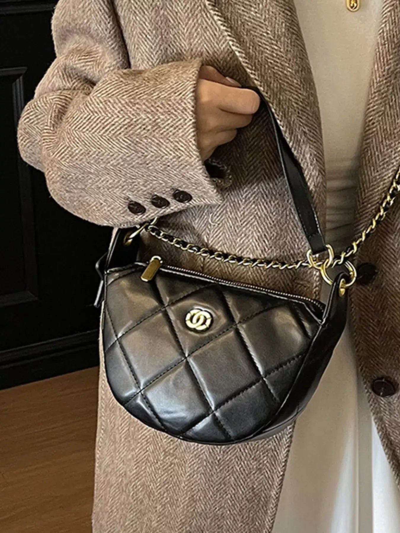 Quilted Chain Crossbody Bag - Trendsi - Flyclothing LLC